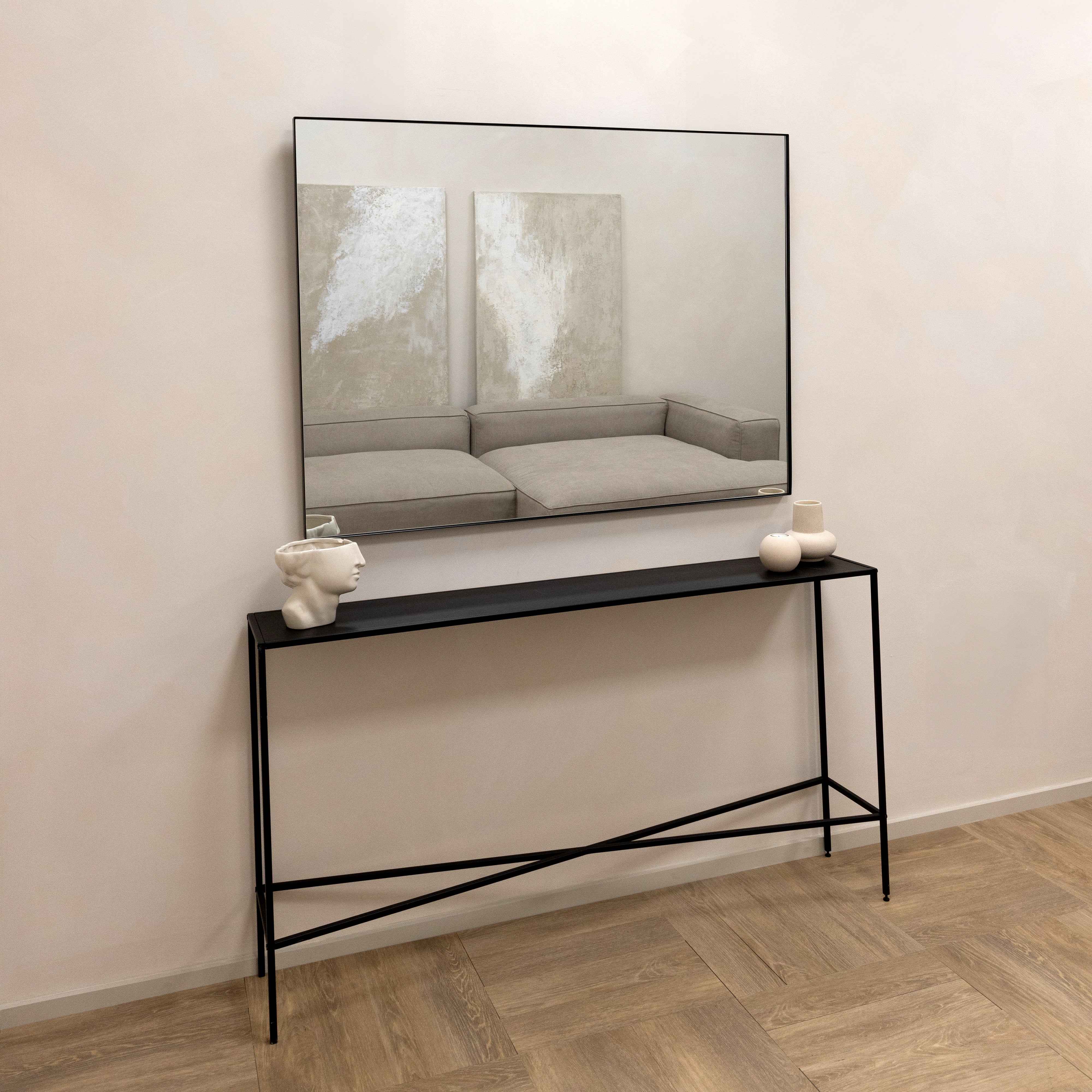Miroir Mural Theo Rectangulaire en Métal Noir 120x90 cm Havenly