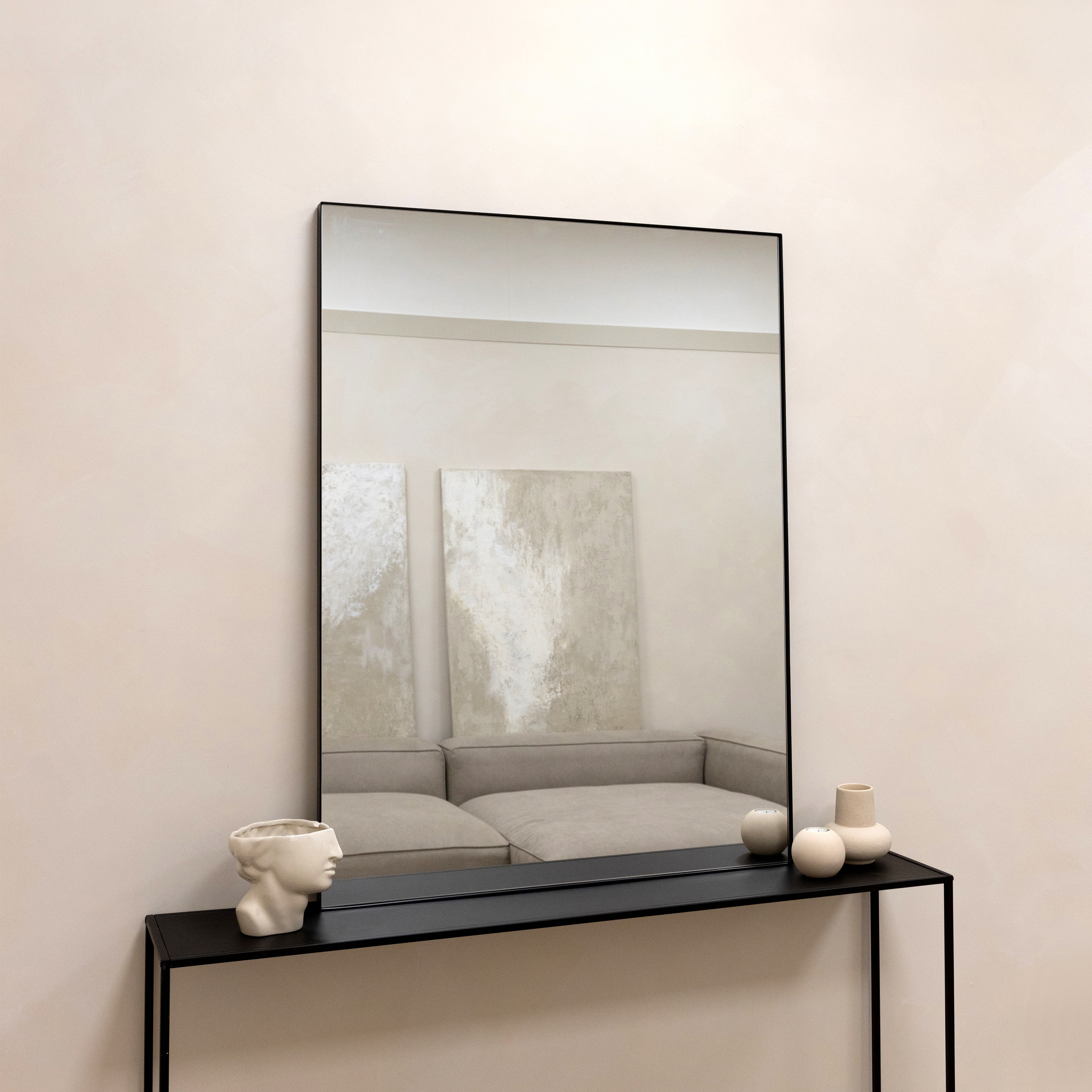 Miroir Mural Theo Rectangulaire en Métal Noir 120x90 cm Havenly