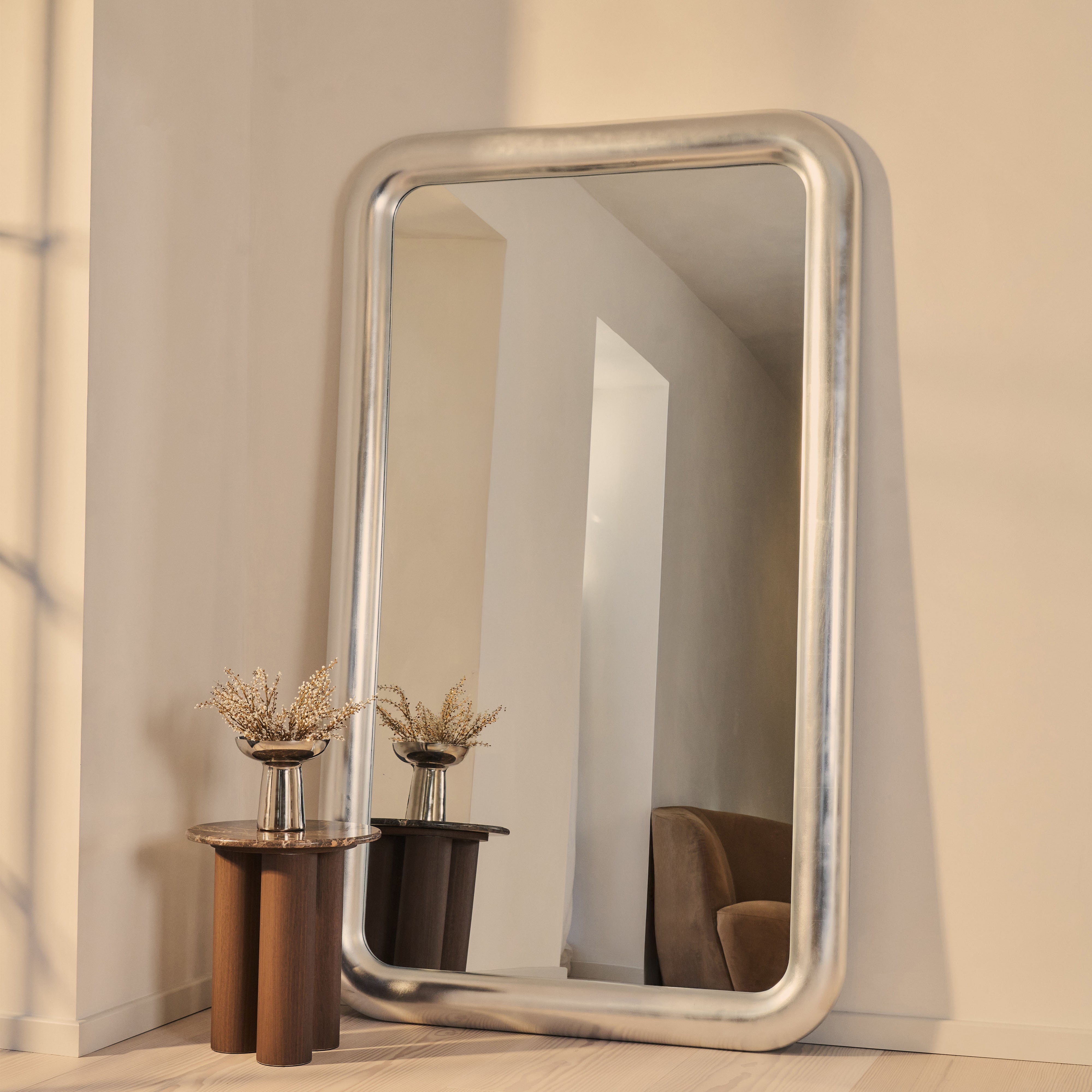 Miroir Rectangulaire Géant Obsidian en Chrome Brossé 200cm x 120cm Havenly